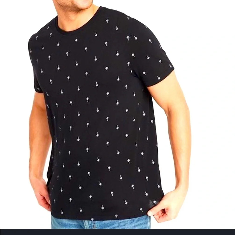 Old Navy shirt - black short sleeve crew neck with small white palm tree print